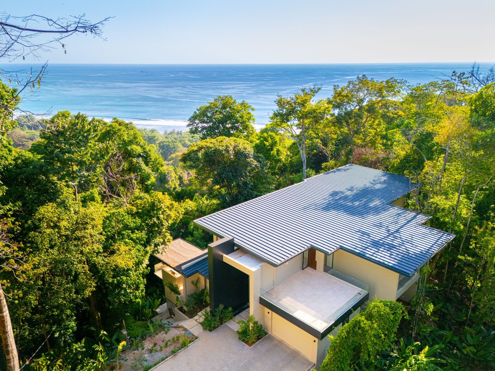 Casa Colibri set in mature tropical forest, seen from above