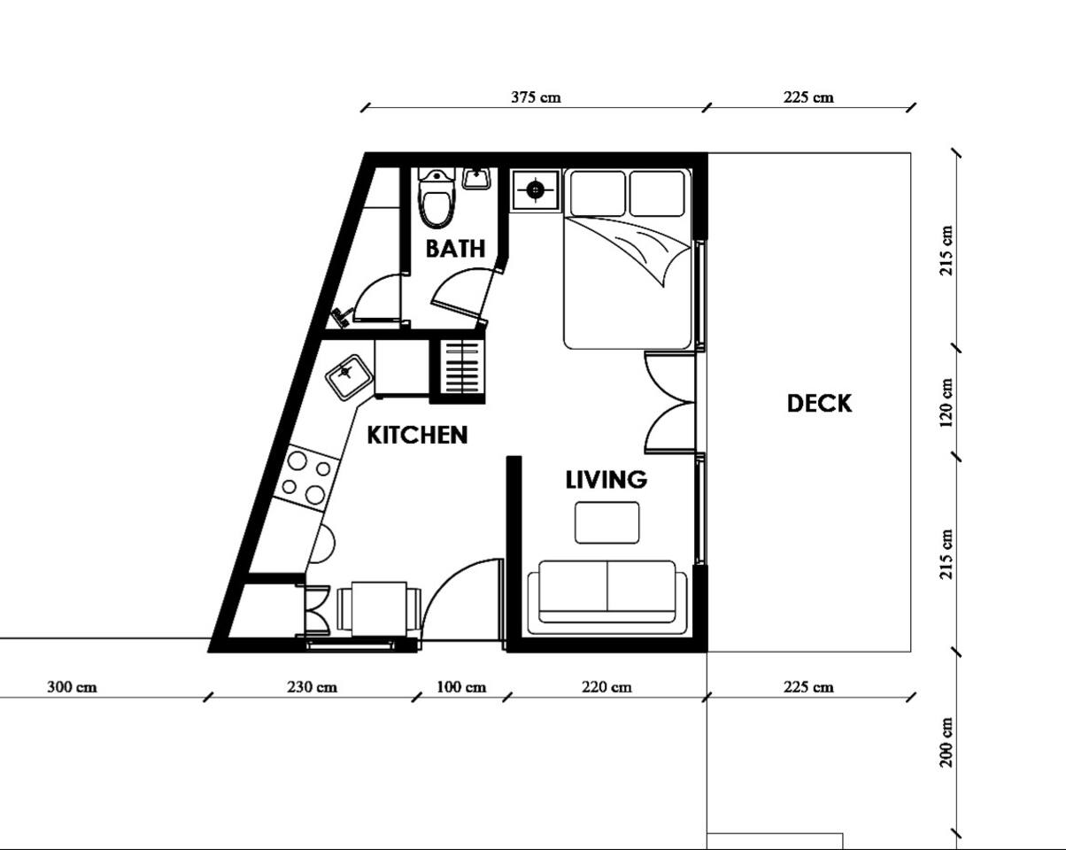 Villa Cielo Azul — Floor plan of the new studio casita, with deck