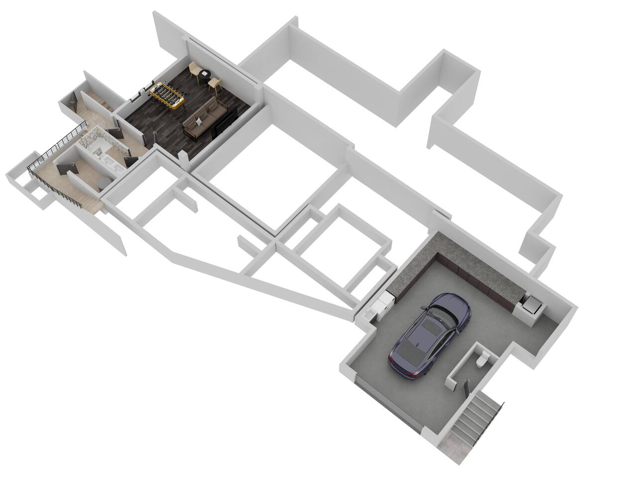 Villa Cielo Azul — Plan of the game-room level and garage